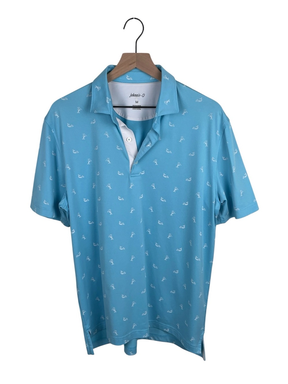 Johnnie-O Men's Bengi Prep-Formance Golf Polo Shirt Size Medium Blue Mermaid